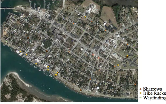 Figure 8. Bicycle infrastructure in downtown Beaufort 