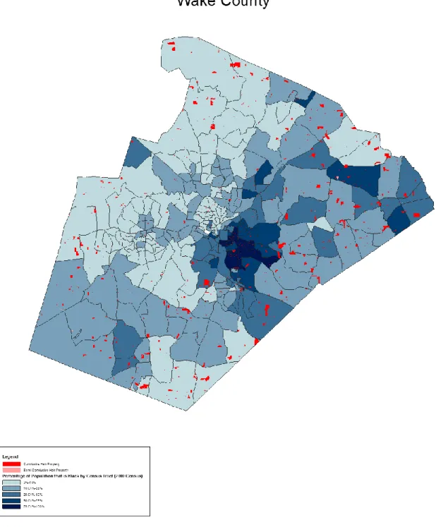 Figure 6. Percentage of Population which is Black, Wake County 