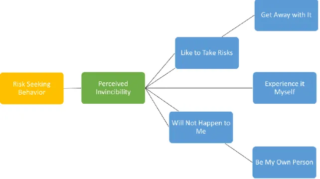 Figure 2: Conceptual Model of Risk Seeking Behavior and Perceived Invincibility based  on the Adolescent Invincibility Test (AIT) 