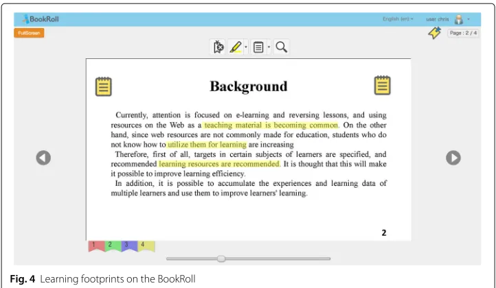Fig. 4 Learning footprints on the BookRoll