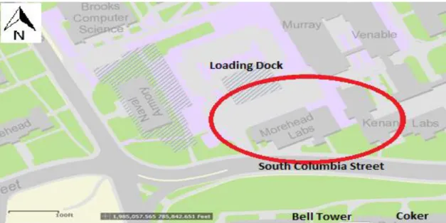 Figure 9: Morehead and Kenan Labs as located on UNC campus map (“UNC Campus”) (6). 