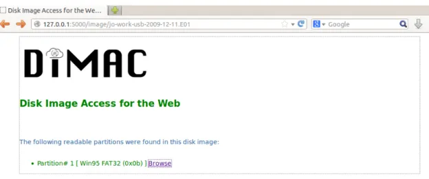 Figure 5: File Access Interface displaying partition Information