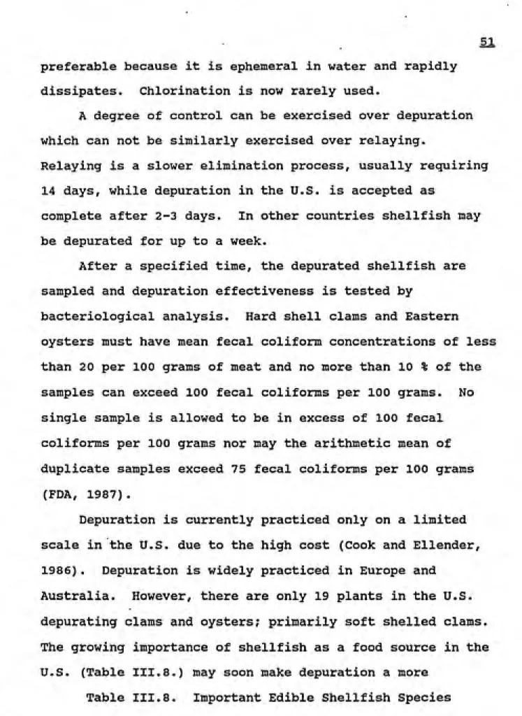 Table III.8.  Important Edible Shellfish Species