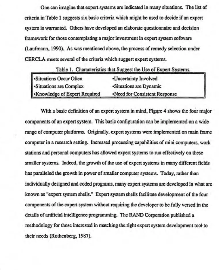 Table 1. Characteristics that Suggest the Use of Expert Systems.
