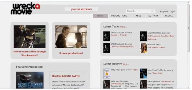 Figure 1: Wreckamovie.com Homepage
