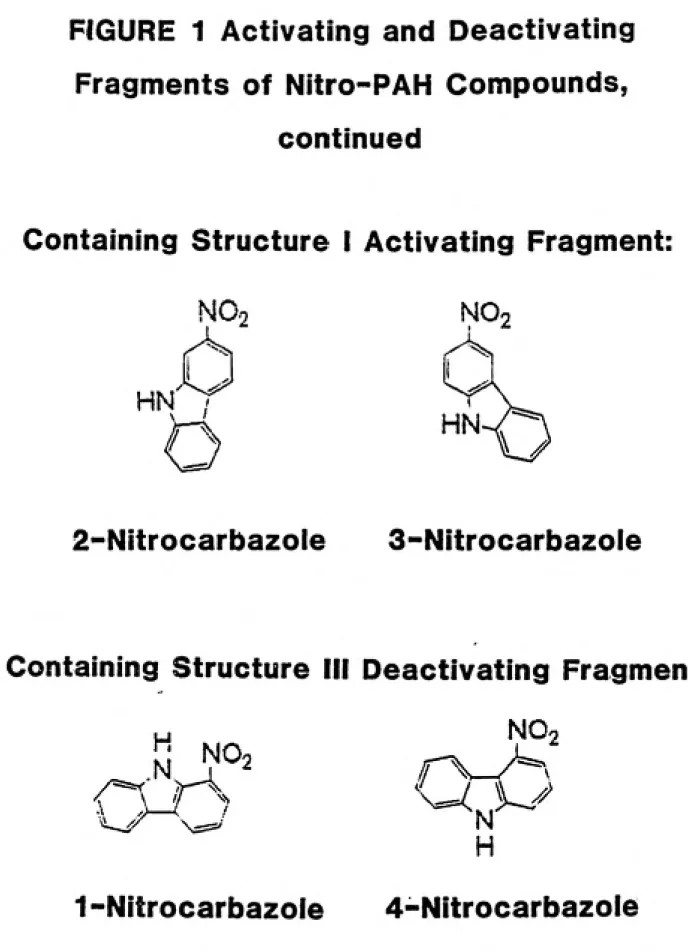 FIGURE 1 Activating and Deactivating Fragments of Nitro-PAH Compounds,