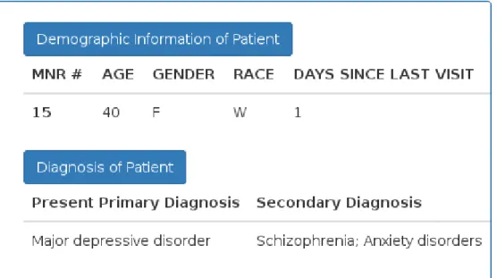 Figure 2. The section on dashboard for patient's demographic and diagnosis data 