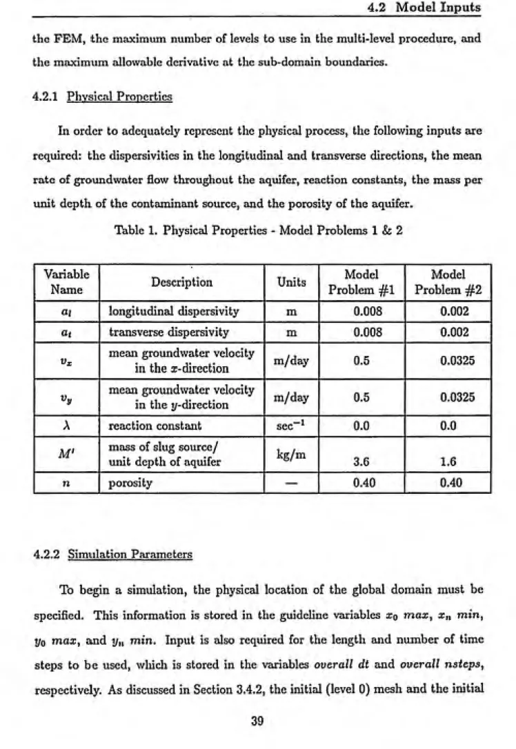 Table 1. Physical Properties - Model Problems 1 &amp; 2