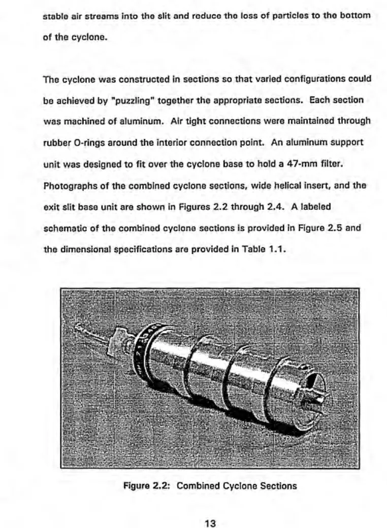 Figure 2.2:  Combined Cyclone Sections