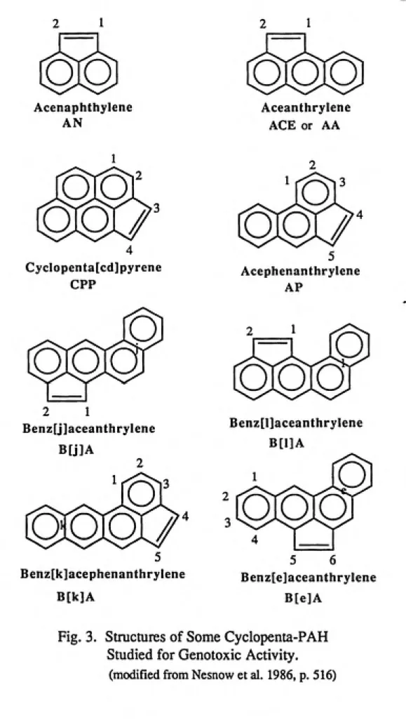 Fig. 3. Structures of Some Cyclopenta-PAH Studied for Genotoxic Activity,