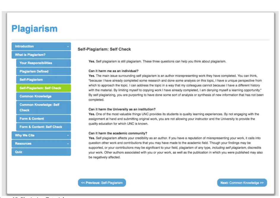 Figure	18:	Plagiarism	Tutorial	 	