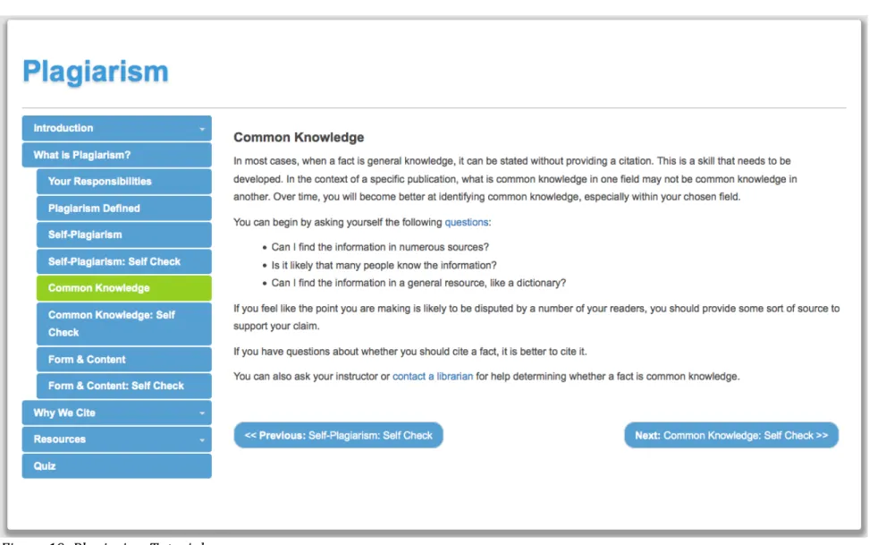 Figure	19:	Plagiarism	Tutorial	 	