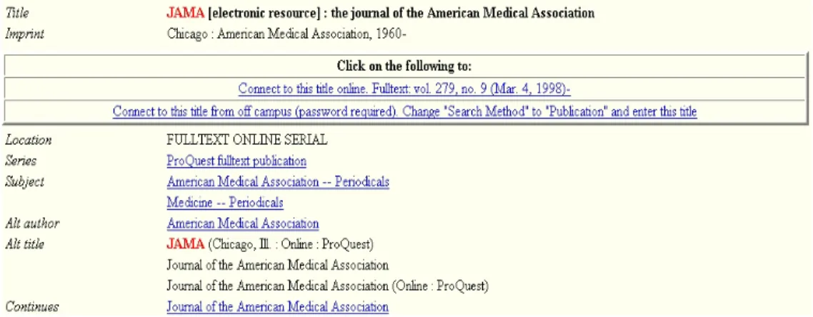 Figure 8: Separate Record for E-Journal from Rensselaer Polytechnic Institute OPAC 