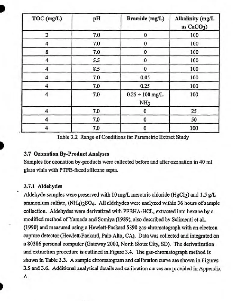 Table 3.2 Range of Conditions for Parametric Extract Study
