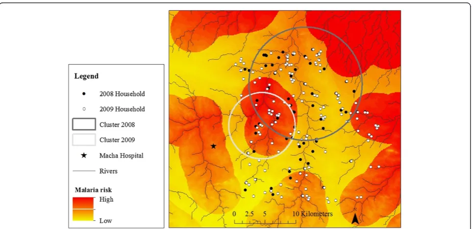 Table 3 Spatial clusters of households with positive cases more than expected, 2008 and 2009