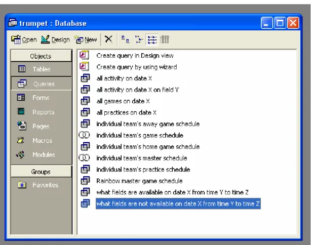 Figure 5 - MS Access: List of Queries 