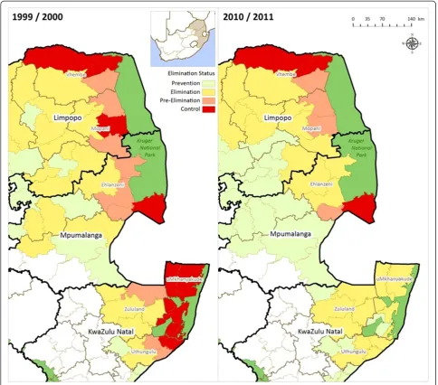 Figure 4 Indoor residual spraying coverage in KwaZulu-Natal, Limpopo and Mpumalanga, South Africa (2005/2006 and 2010/2011malaria seasons).