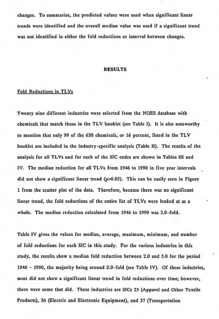 Table IV gives the values for median, average, maximum, minimum, and number of fold reductions for each SIC in this study