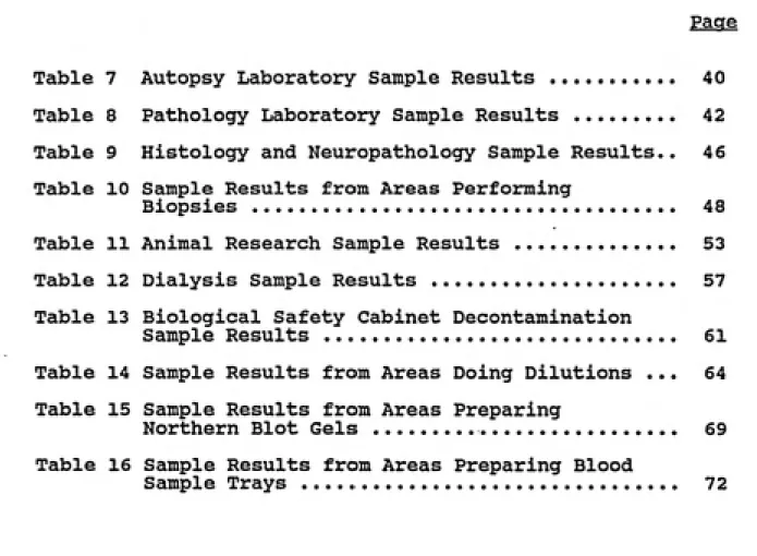 Table 7 Autopsy Laboratory Sample Results ........... 40 Table 8 Pathology Laboratory Sample Results ........