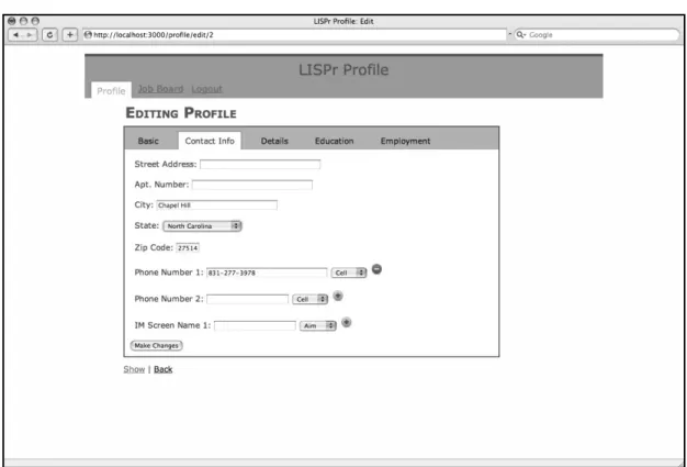 Fig. 5 Editing a users profile contact info, having added a new phone number 7
