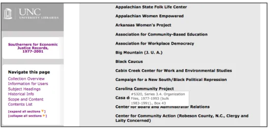 Figure 3. Help features: Contents List hover captions. 