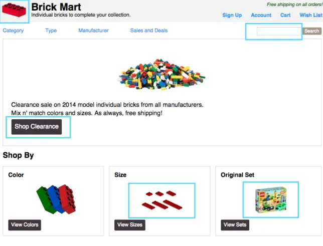 Figure 6: Change locations on the Home page type 