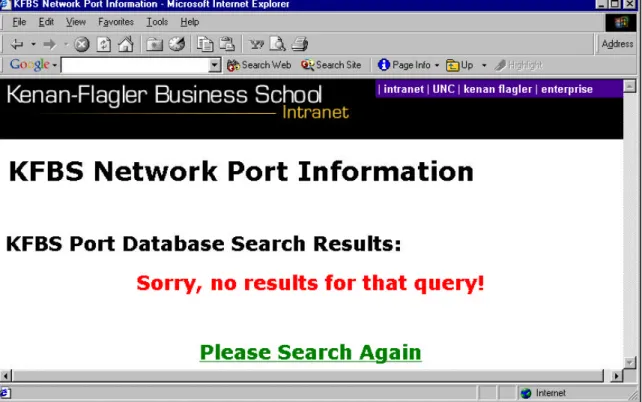 Figure 8 – Unsuccessful query Web page 