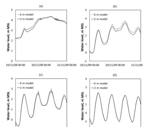 Table 4. Error statistics of water elevations at four locations simu-lated by the CG06 and CG02 models