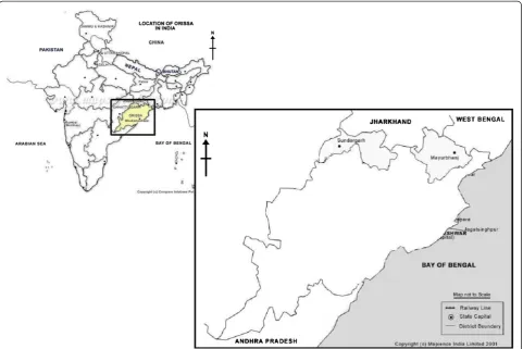 Figure 1 Location of study area (Mayurbhanj and Sundargarh districts in Odisha State)
