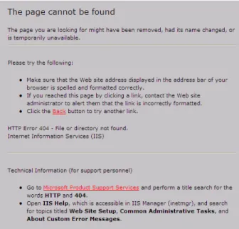 Fig. 1: HTTP error message indicating that the browser was unable to communicate with the server  to find the desired web site