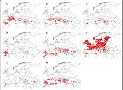Fig. 1 Tick species presence locations in the western Palearctic. Original data compiled by Estrada-Peñaf et al