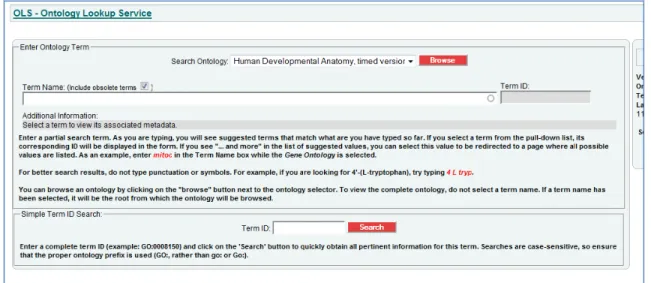 Figure 4 Ontology Lookup Service Initial Look Up Page