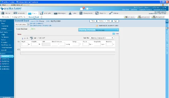 Figure 2. Screenshot of Practice Fusion Chart note 