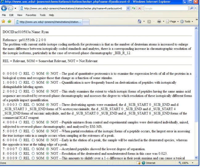 Figure 5:  Interface used by the domain expert to establish the gold standard 