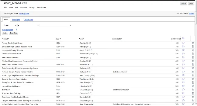 Figure 9. George Smart and Richard Schnedl metadata in Google Fusion Tables. This clean spreadsheet is in  some ways easier for users to navigate than a finding aid