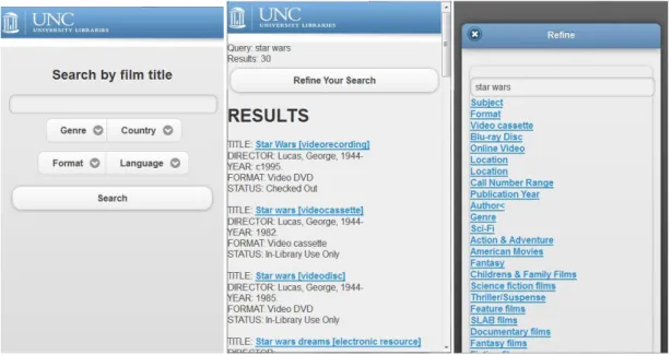 Figure 6. Modal interface. (From left to right) index.php, results.php, and  modal.php  