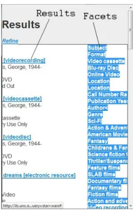 Figure 11. The teaser interface in motion, moving from the facet list on the right  towards the results list on the left