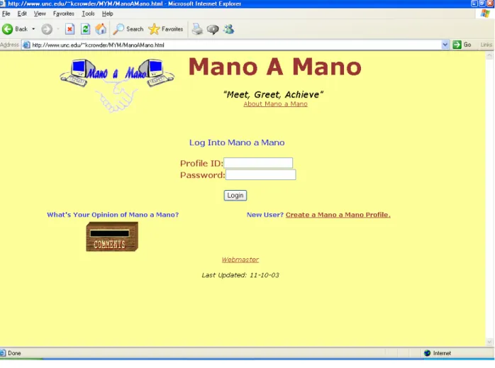 Fig. 2.  Mano a Mano Homepage 