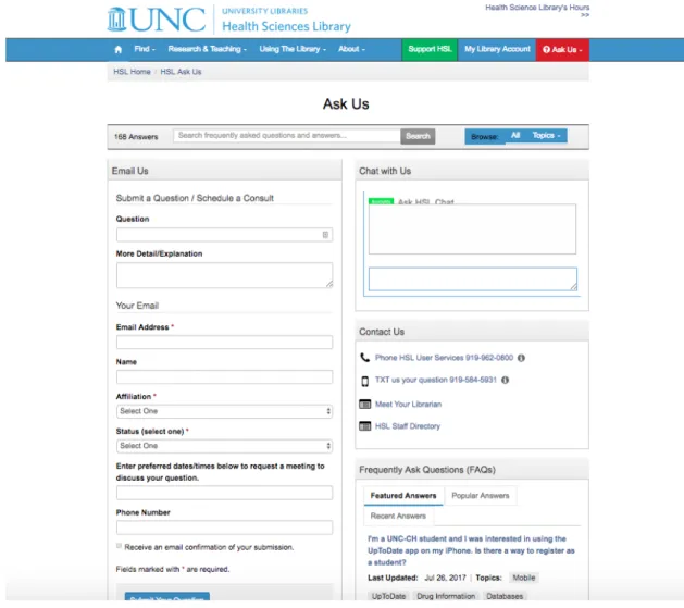 Figure 1. HSL, “Ask Us” webpage 