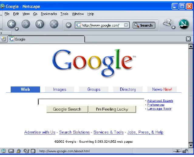 Figure 1:  The Default Google Search Screen 