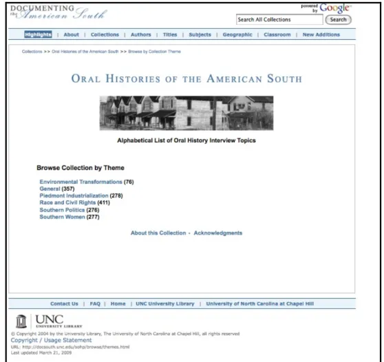 Figure 3: OHAS browse page 