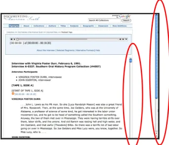 Figure 7: Example of two scroll-bars on “Listen Online with Audio Transcript” page 