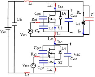 Fig ur e 2 .1 : C ir c uit w it h pa r a s it ic induc t a nc e s a nd de v ic e c a pa c it a nc e s