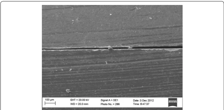 Fig. 1 Micrograph SEM of a cross-section from group with regular composite resin (CR) with adhesive