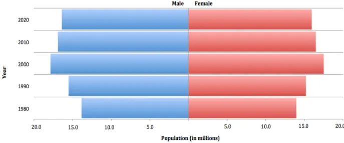 Figure 4. Projected Population of Adolescents, Brazil 1980-2020 