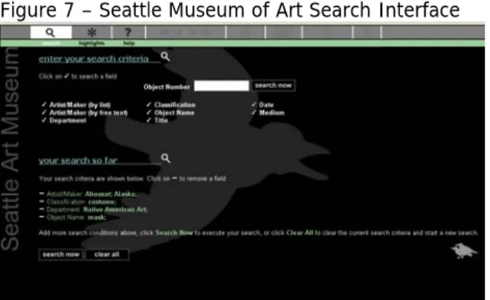 Figure 7 – Seattle Museum of Art Search Interface 