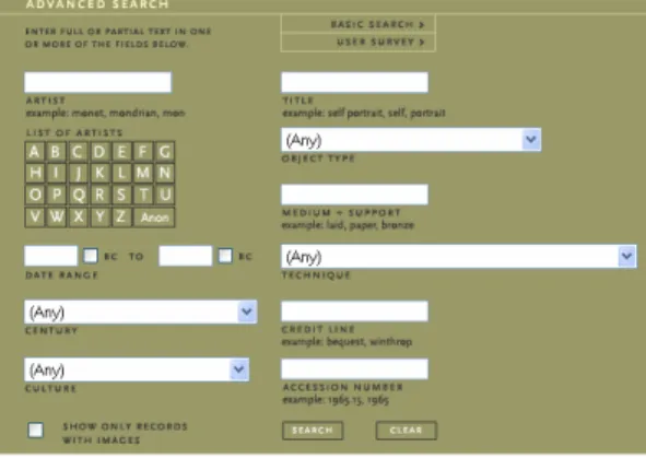 Figure 9 – Harvard University Art Museums’ advanced search interface 