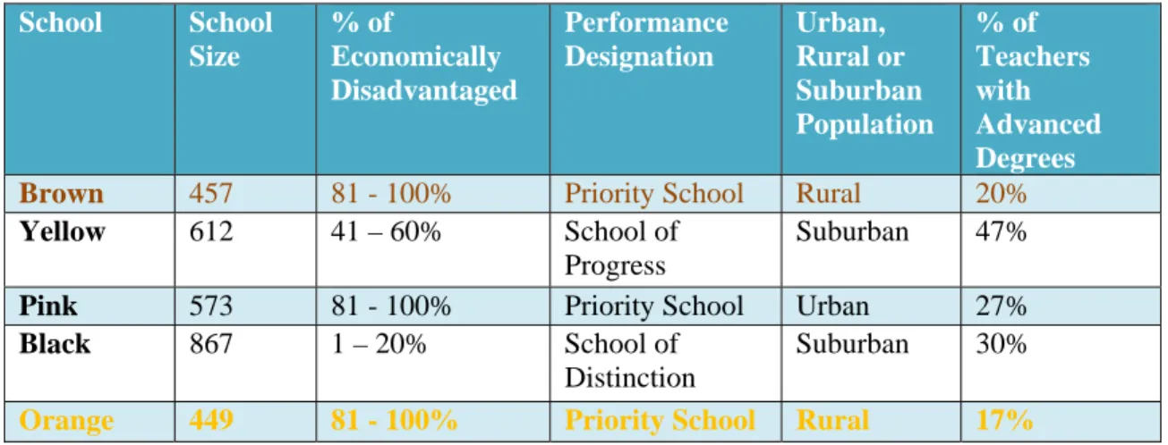 Table 6 : Comparison of Brown School with the Random Sampled Schools and the Controlled Sample in 2008- 2008-2009 School Year  0102030405060708090 2006‐2007 2007‐2008 2008‐2009 BrownYellowPinkBlack Orange