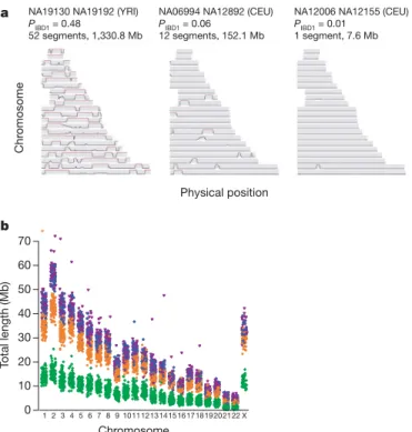 Figure 3 | The extent of recent co-ancestry among HapMap individuals.