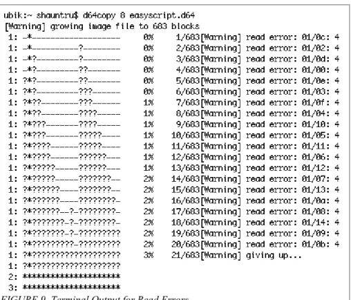 FIGURE 9. Terminal Output for Read Errors 